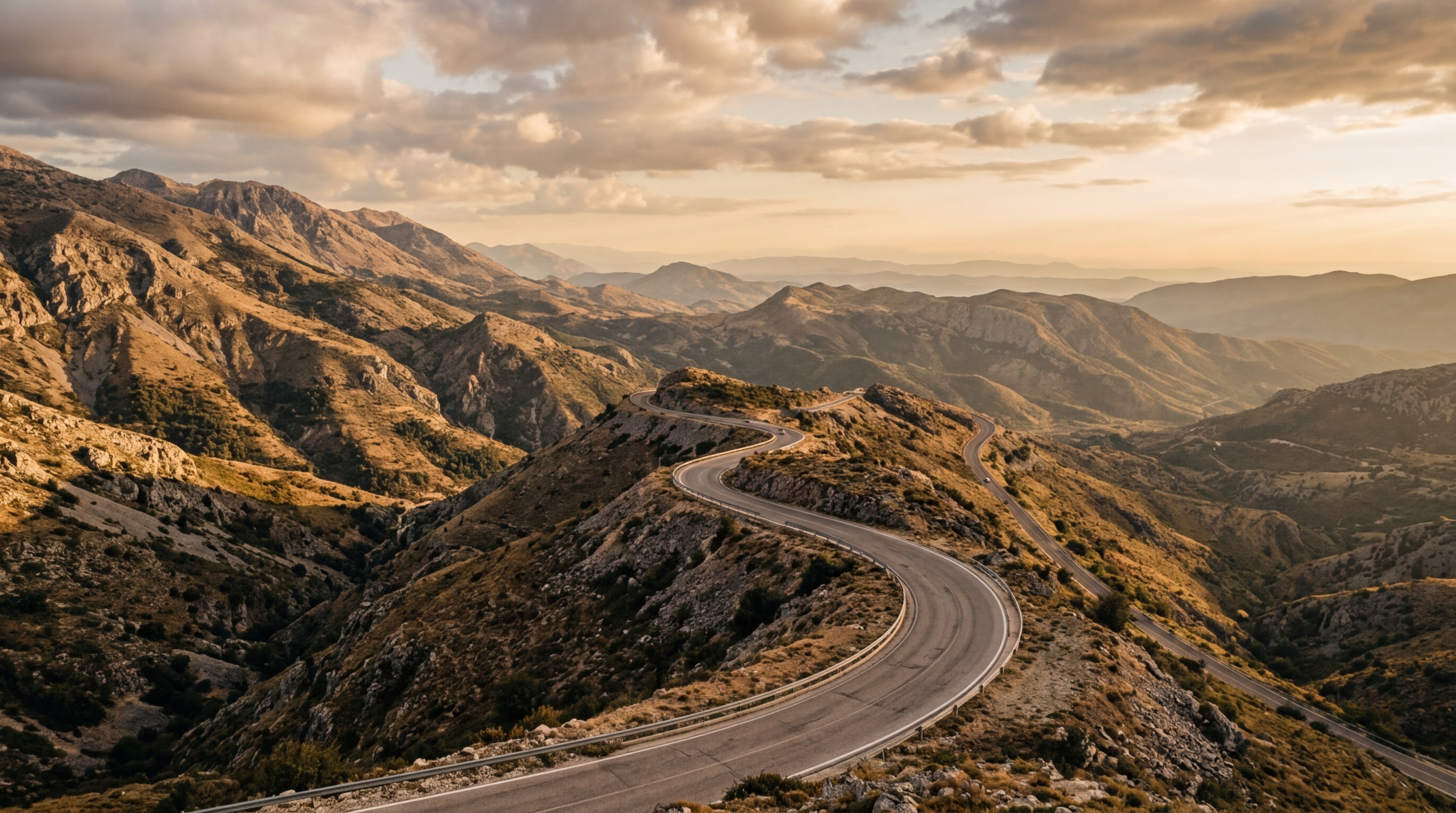 Albanian mountain road winding through the southern highlands